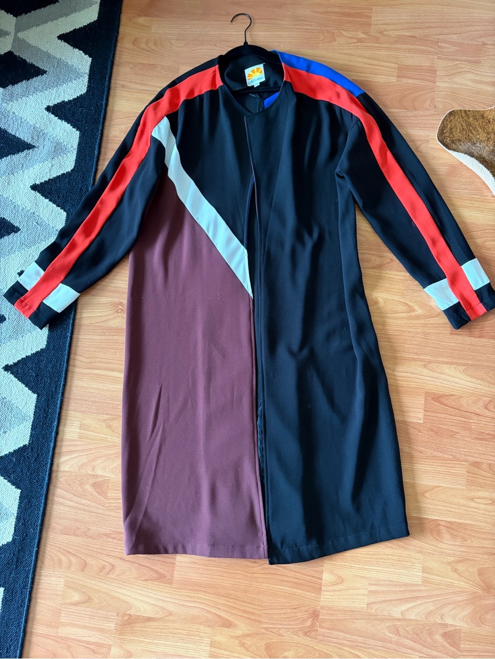 C&C California Black, Burgundy & Red Colorblock Trench Coat